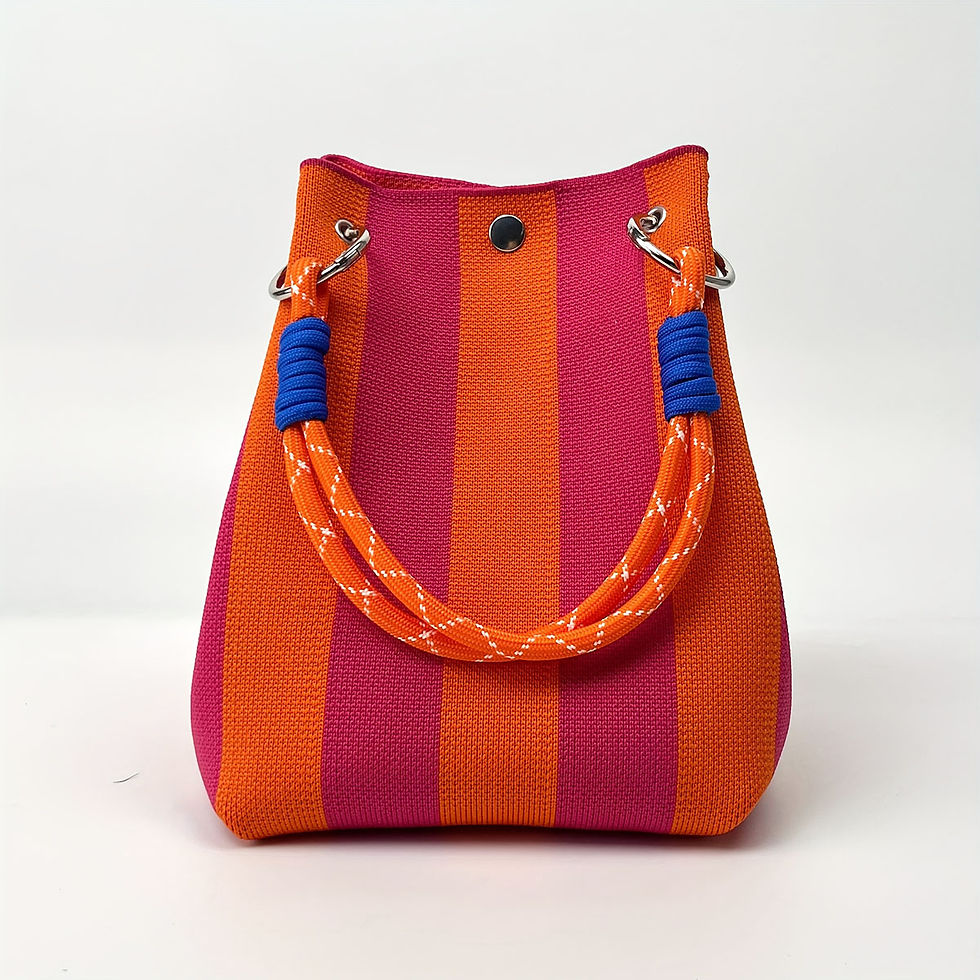 Miniature : Retro Colour-Block Knitted Bucket Bag