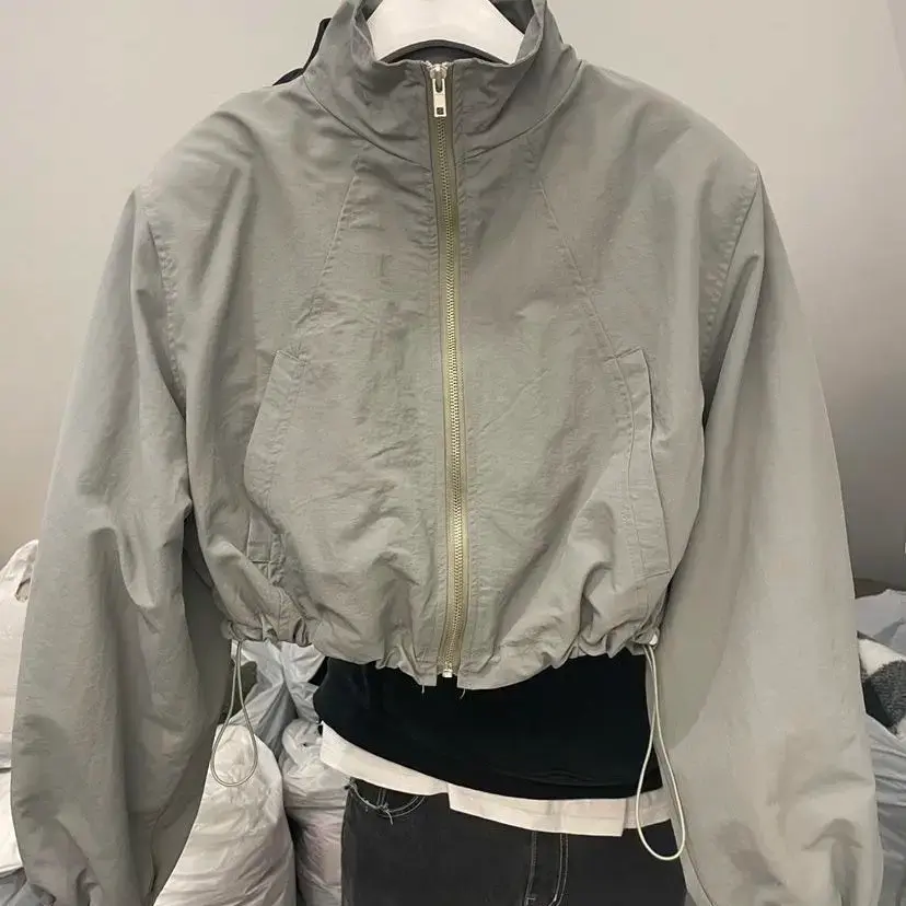 Thumbnail: Vintage Cropped Oversized Windbreaker Jacket