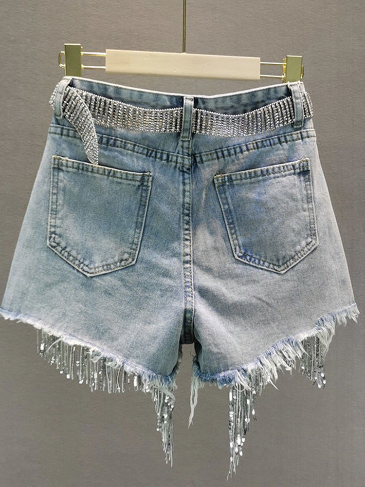 Thumbnail: Elegant High-Waisted Wide-Leg Denim Shorts