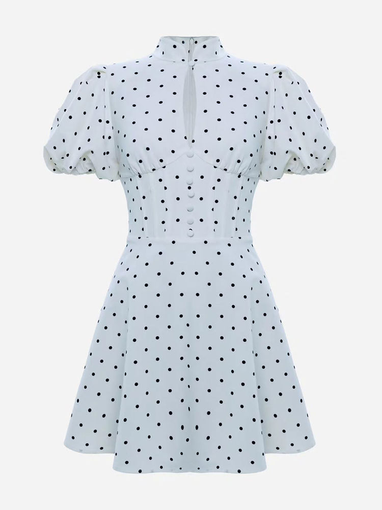 Thumbnail: Retro Polka Dot Mini A-Line Dress