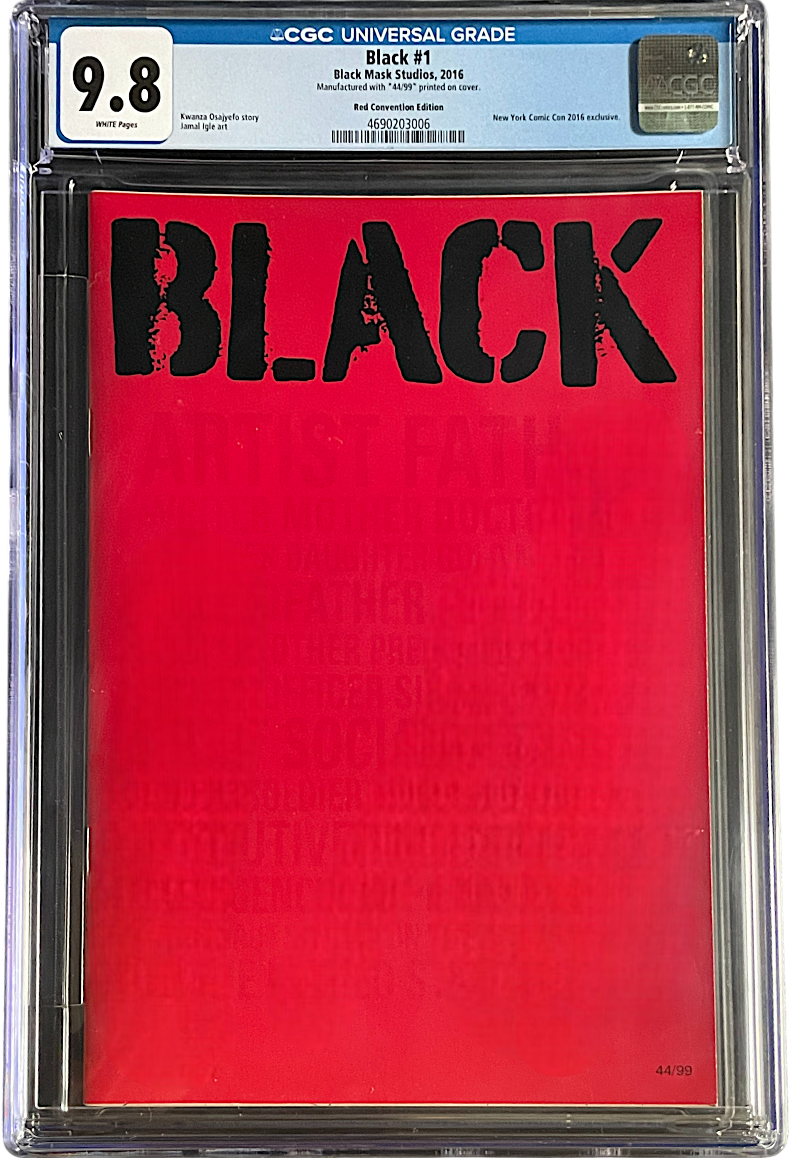 Black 1 NYCC 2016 Red Convention Exclusive Variant CGC 9.8 WH 2016 44/99 Printed