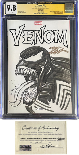 Venom 1 CGC JSA CGC 9.8 WH 2017 Sketch Signed Neal Adams With COA