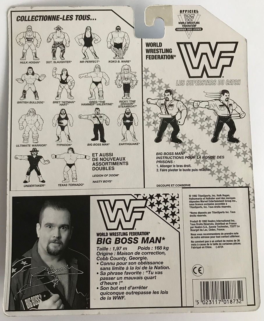 Thumbnail: 1992 Hasbro WWF Big Boss Man is MOC and is a French Variant.