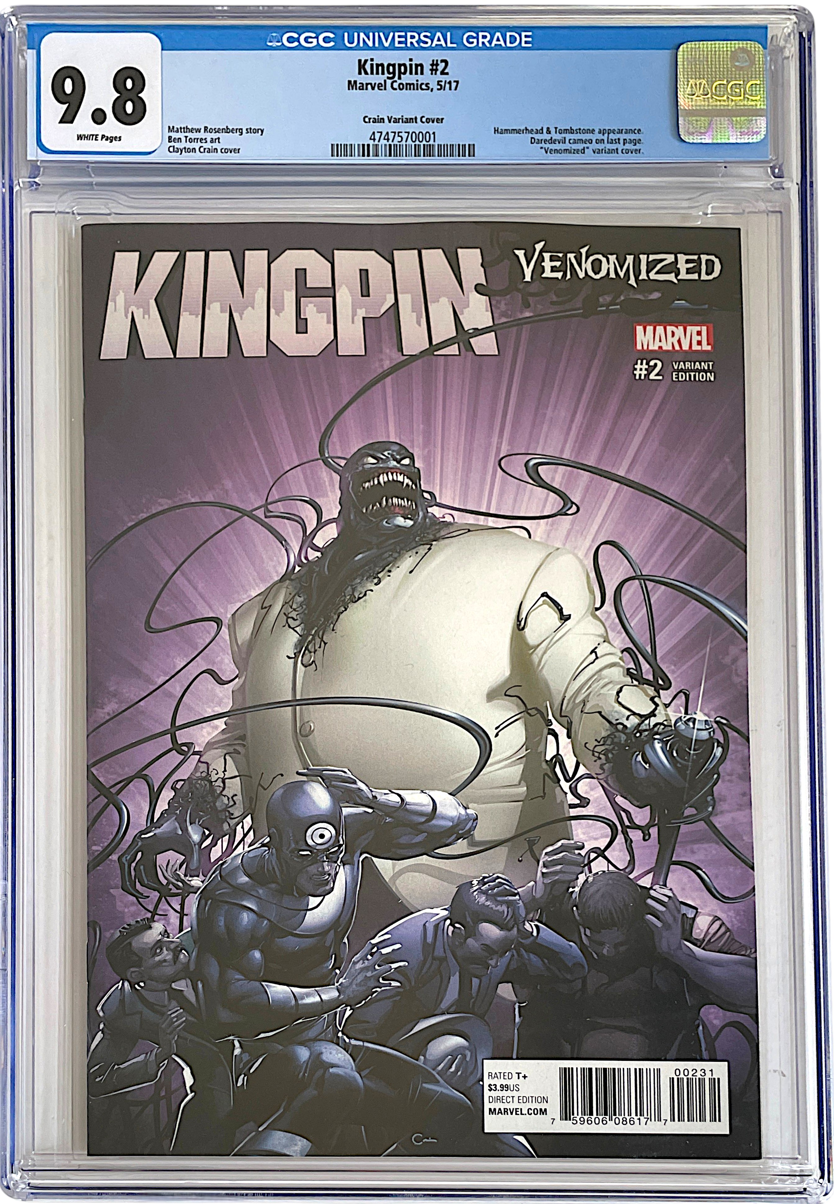 Kingpin 2 Clayton Crain Venomized Variant CGC 9.8 WH