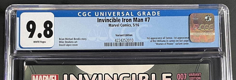 Thumbnail: Invincible Iron Man 7 CGC 9.8 WH Women of Power variant cover