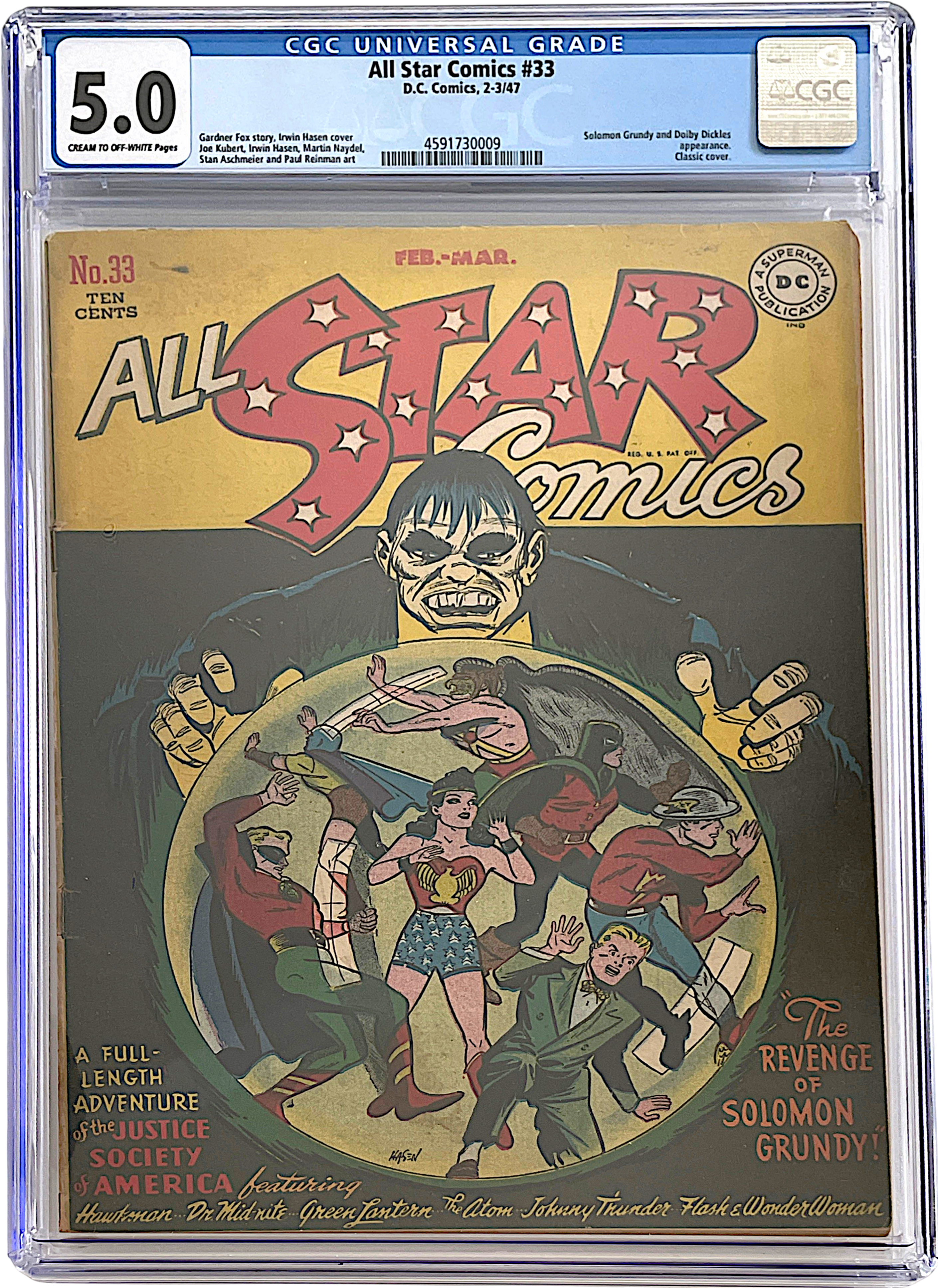 All Star Comics 33 CGC 5.0 CR to OW