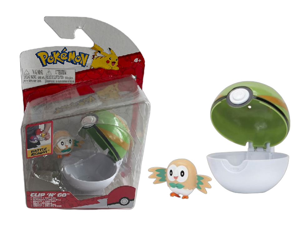 Pokemon Clip n Go Rowlet Figure with Nest Ball