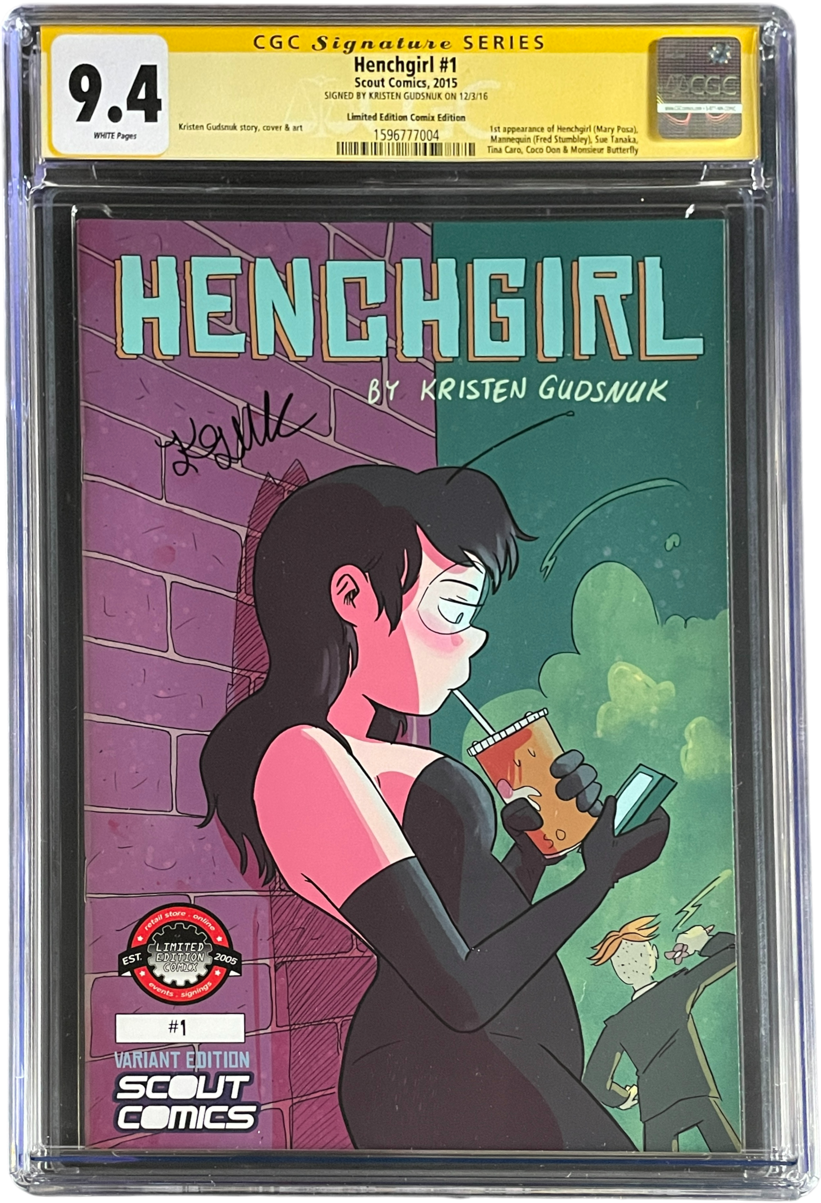 Henchgirl 1 LEC Exclusive Variant CGC SS 9.4 WH Signed Kristen Gudsnuk