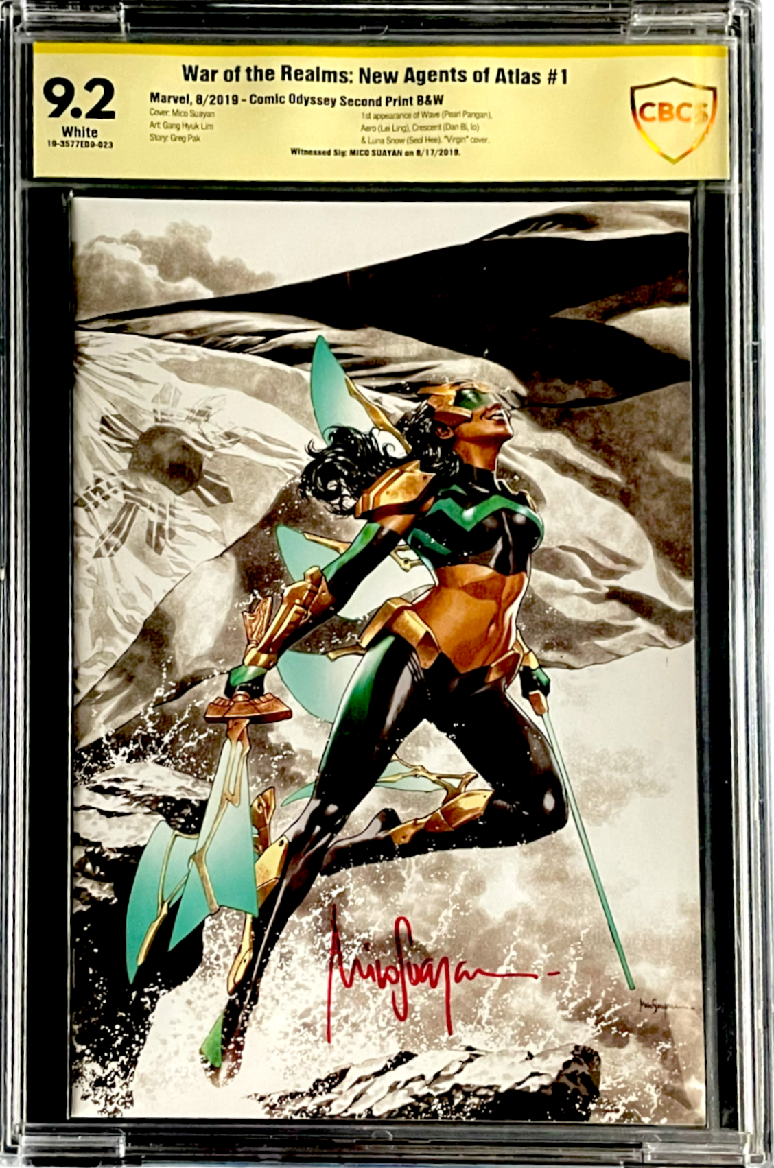 War of the Realms New Agents of Atlas 1 CBCS 9.2 Witnessed Sig. Cracked Slab