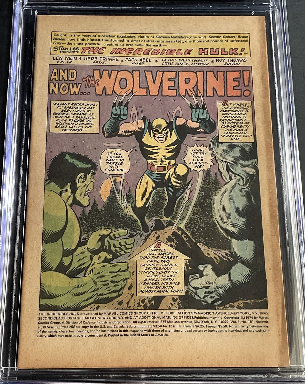 Thumbnail: Incredible Hulk 181 CGC NG Cream To Off-WH Pages [Coverless,Page 10 Missing]