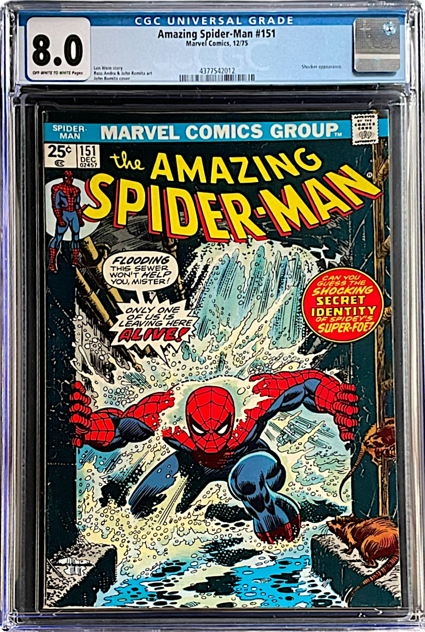 Amazing Spider-Man 151 CGC 8.0 OW to WH