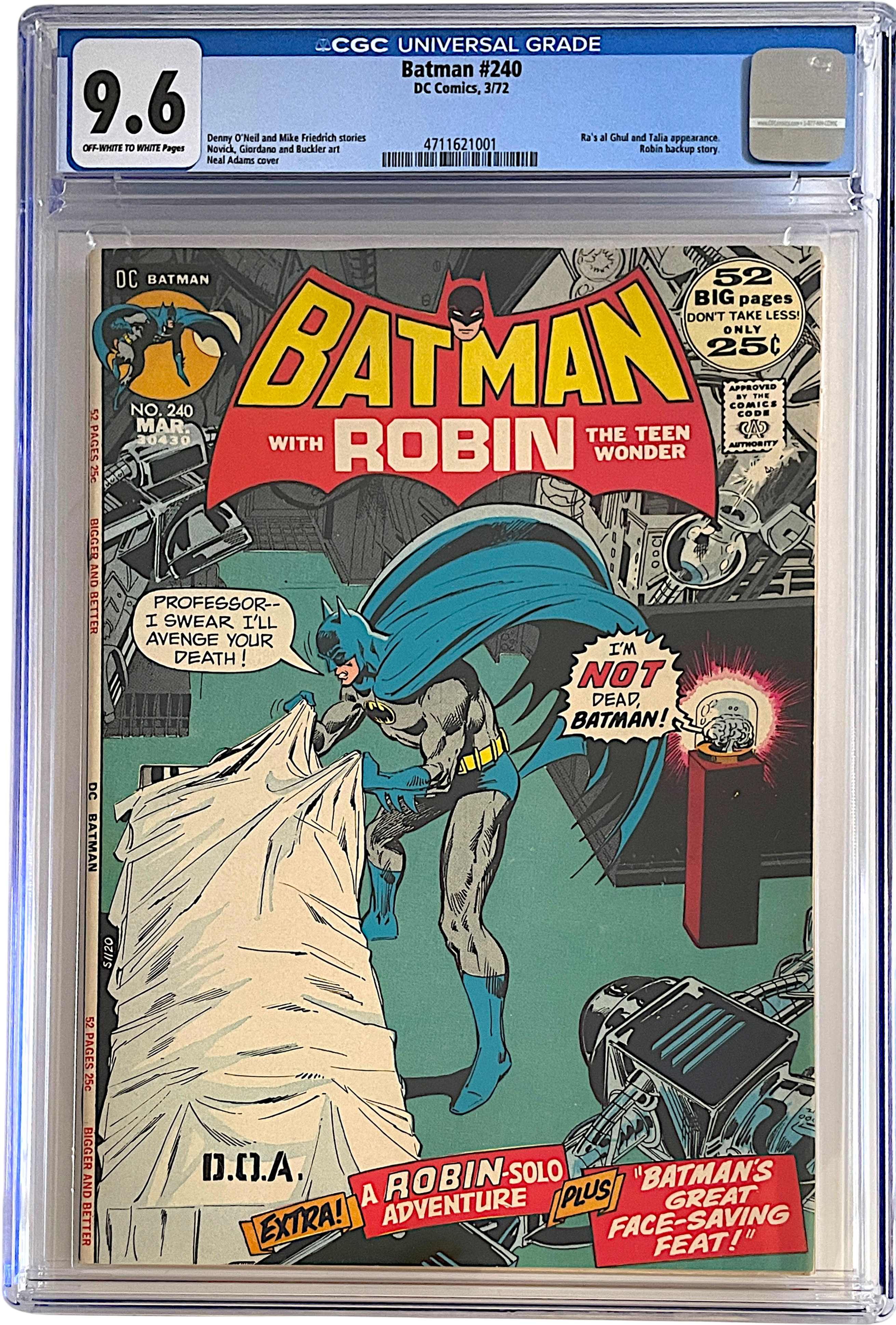Batman 240 CGC 9.6 OW to WH