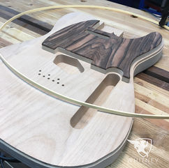 Custom pickguard on Miles' telecaster project.