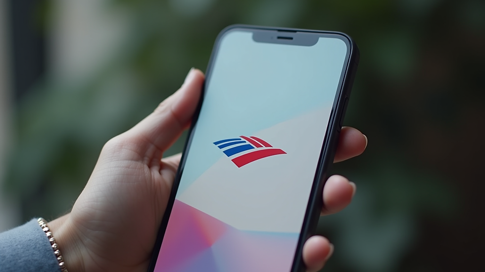 Close-up view of a smartphone displaying Bank of America mobile app