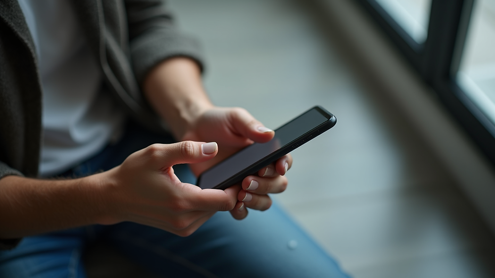 High angle view of a person using a smartphone to chat with customer support