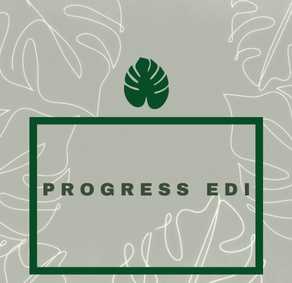logo - background with leaf detail and green outline, reads Progress EDI