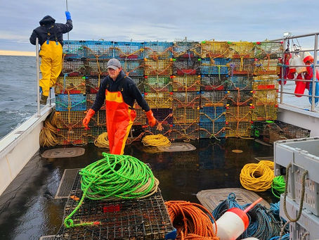 Lobstermen at work in winter