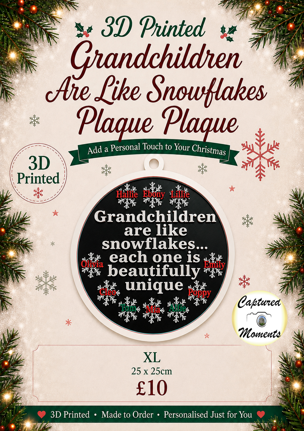 3D Printed Grandchildren Are Like Snowflakes Plaque Plaque