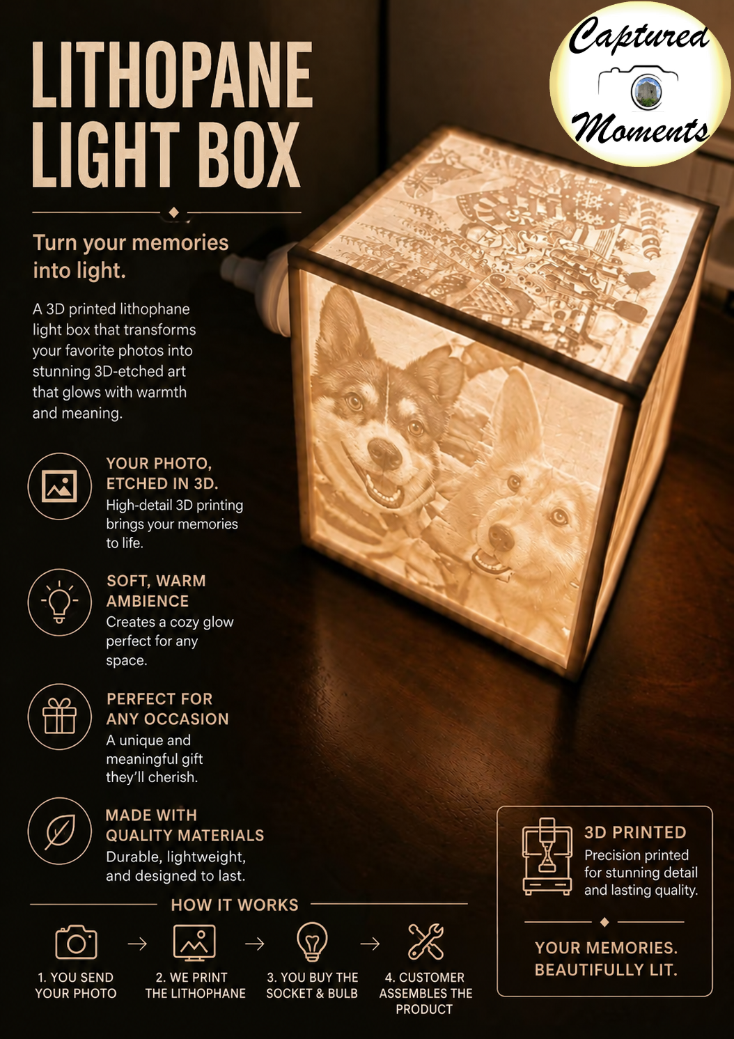 3D Printed Light Box - BULB AND SOCKET NOT INCLUDED.