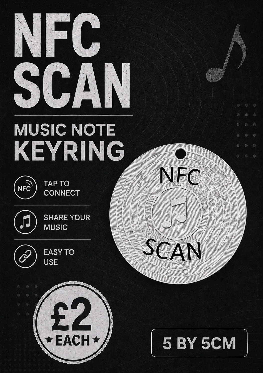 NFC SCAN Music Note Keyring