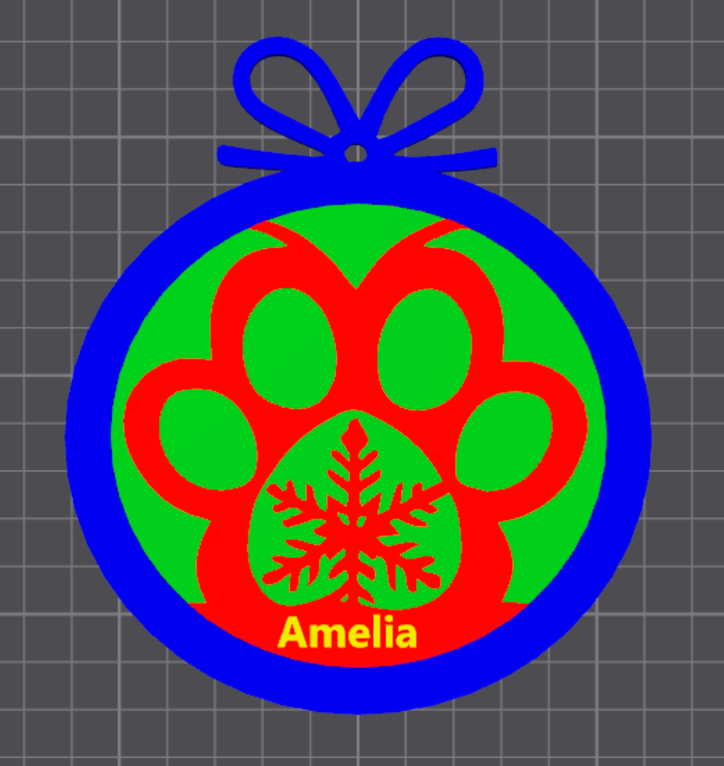 3D Printed Festive Paw Print Plaque