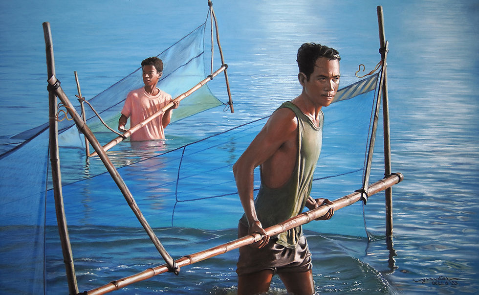 "Learning His Brother's Trade", pastel on UART 600, 16 x 26 inches, 2023, FINALIST - Figurative, 18th International ARC Salon