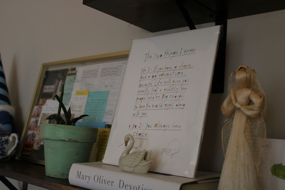 Ellie's dad gives her lots of art and quotes.