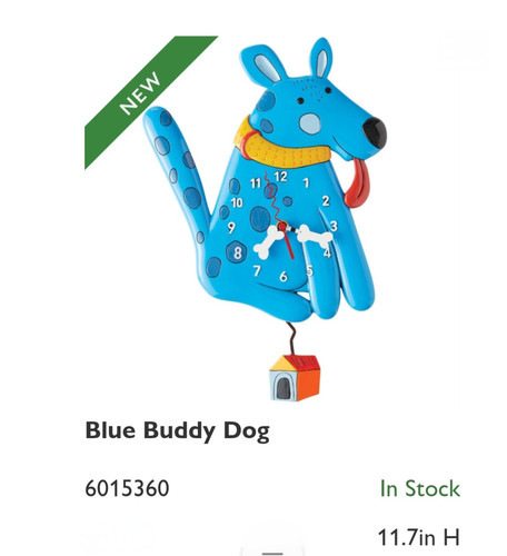 Blue buddy dog clock by Allen Design | Phil's Clocks