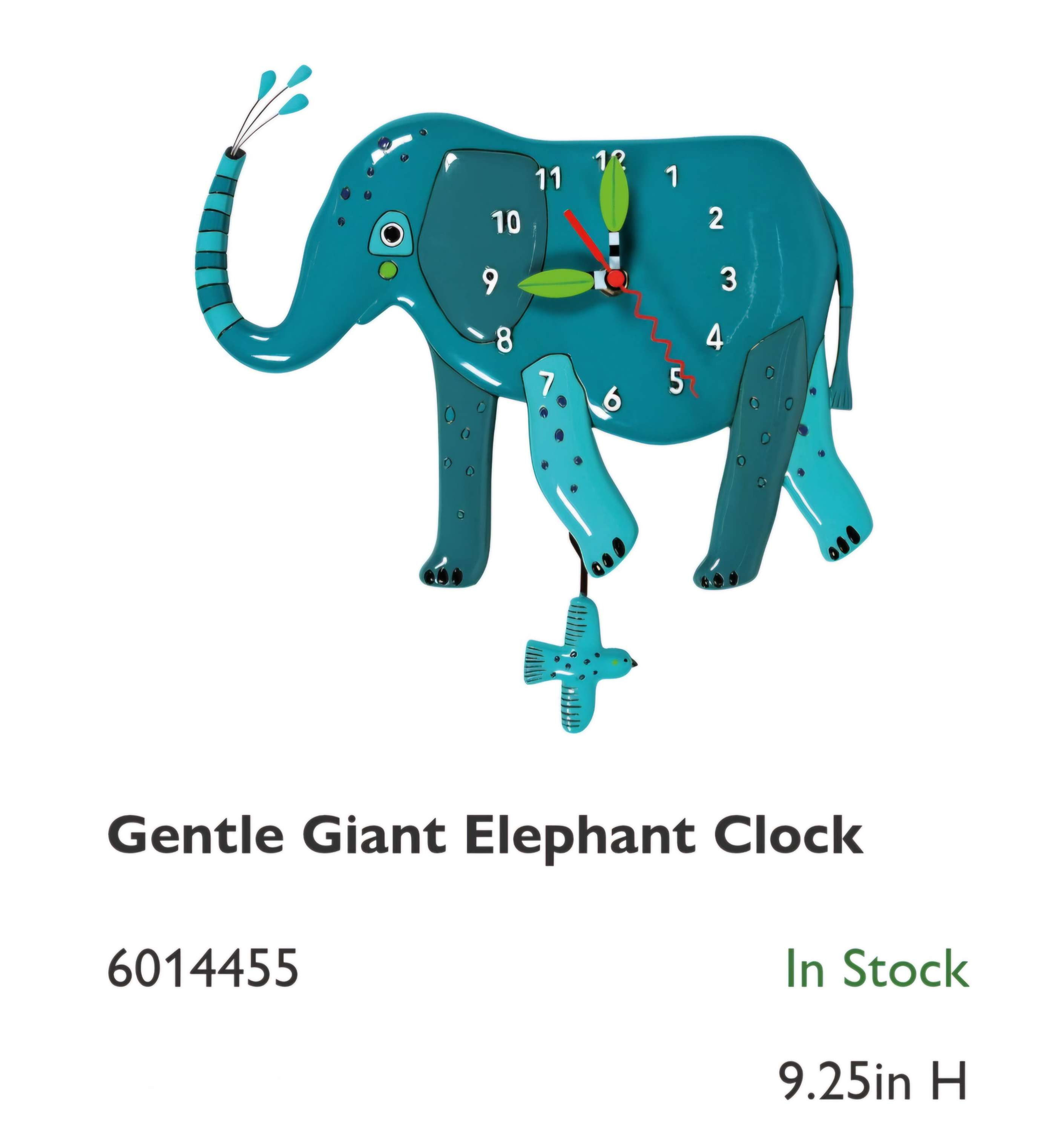 Gentle giant elephant clock by Allen Design 