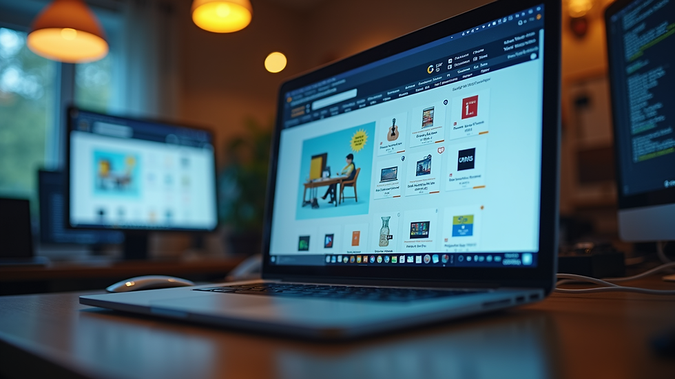 Eye-level view of a computer screen displaying various online shopping deals
