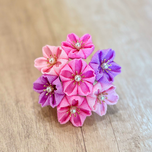 成人式髪飾り つまみ細工 桜 薄ピンク ピンク 紫 パープル | Mysite 1