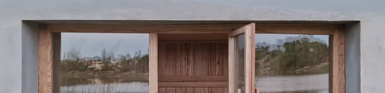 frente vidriado con sistema DVH para aislamiento térmico en sauna