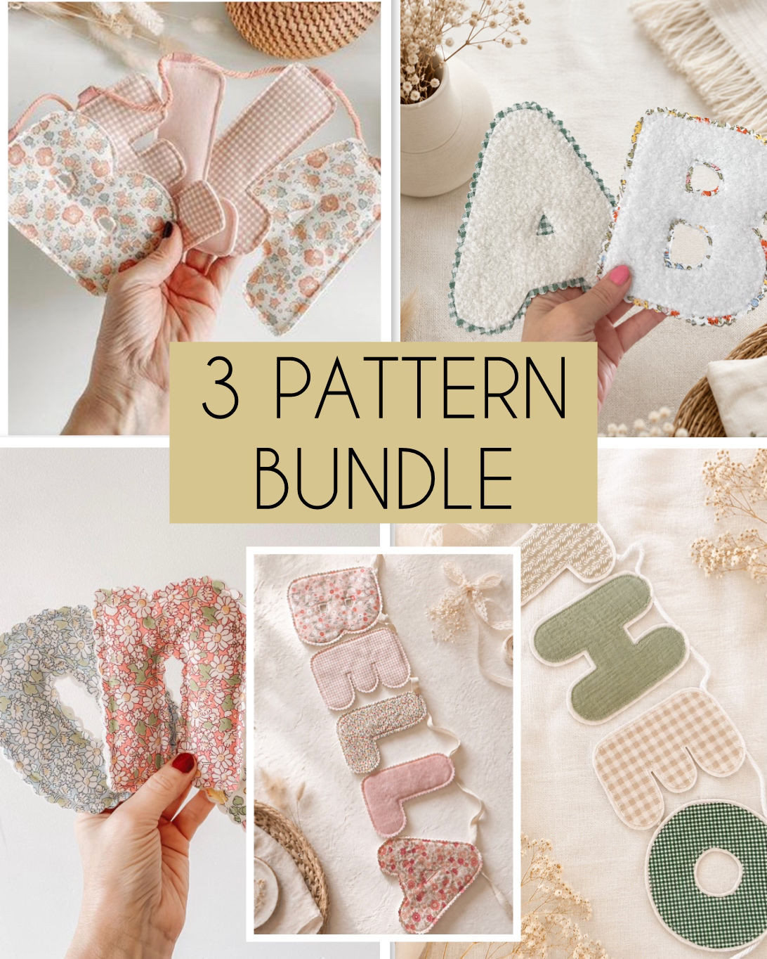 3 x PDF "LETTER BUNTING BUNDLE" Sewing Tutorial | 3x Patterns | Instant Download