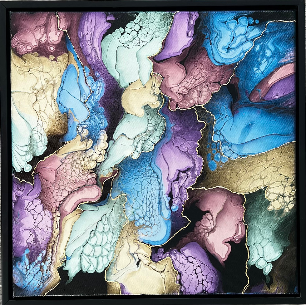 Thumbnail: SOLD Pearl On Black with Gold 12 x 12