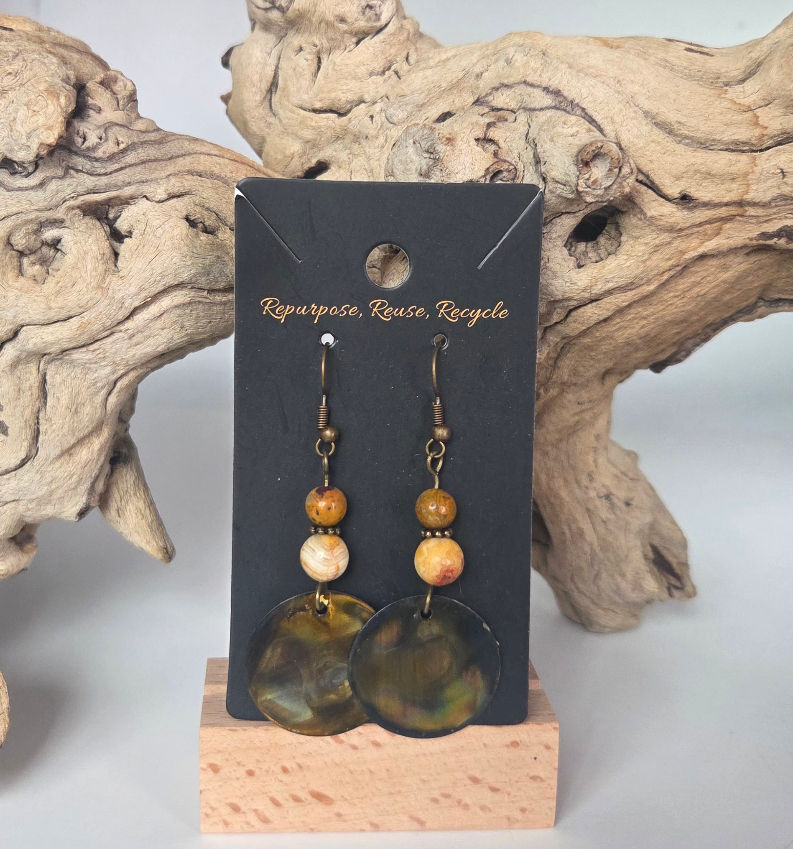 Thumbnail: Jade & Jasper Brass Earrings
