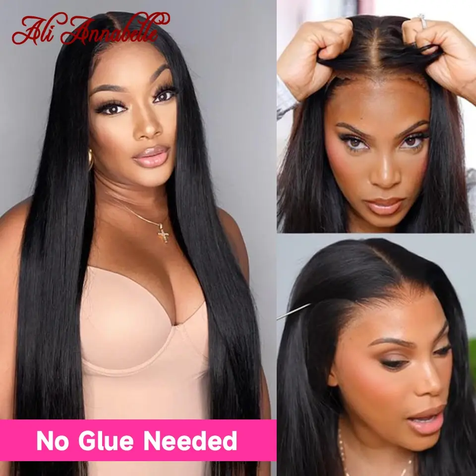 Pikkukuva: Glueless Wig Human Hair 6x5 Pre Cut Lace Ali Annabelle Straight Human Hair Wigs