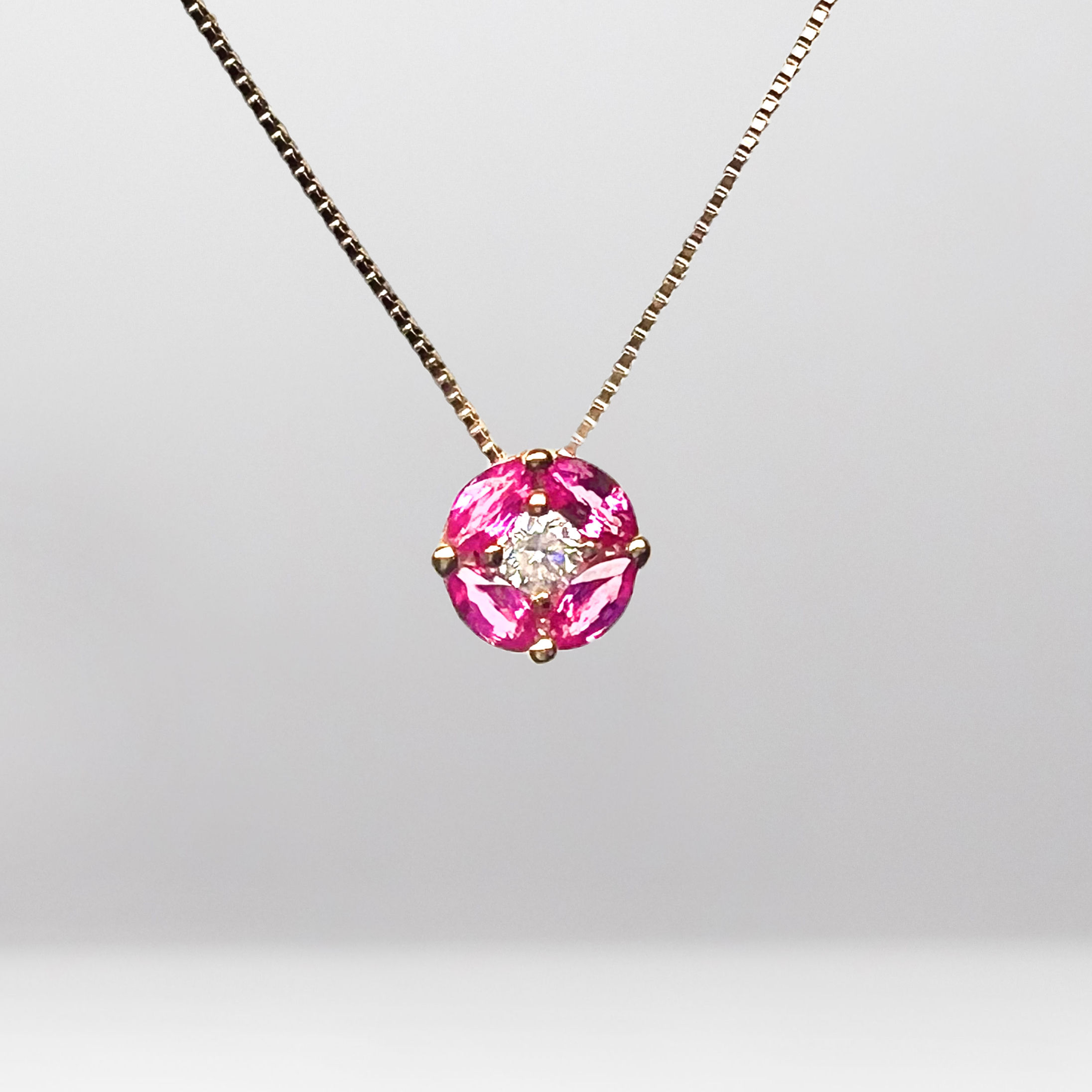 18K Rose Gold Pink Sapphire Float Necklace