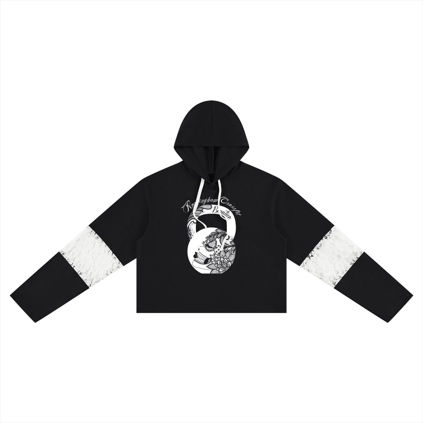 Women’s Cropped Lace-Panel Hoodie
