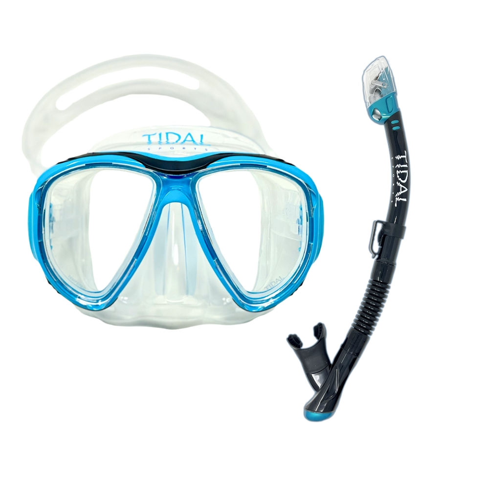 Dual Lens Tidal Mask Clear / White Skirt & Tidal Dry Snorkel Set