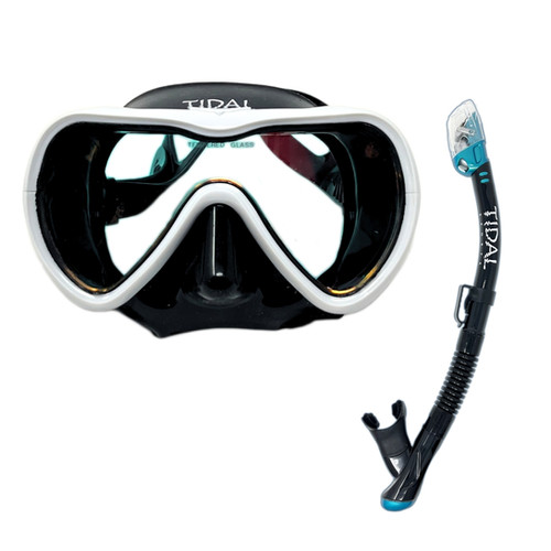 Single Lens Tidal Mask Black Skirt & Tidal Dry Snorkel Set