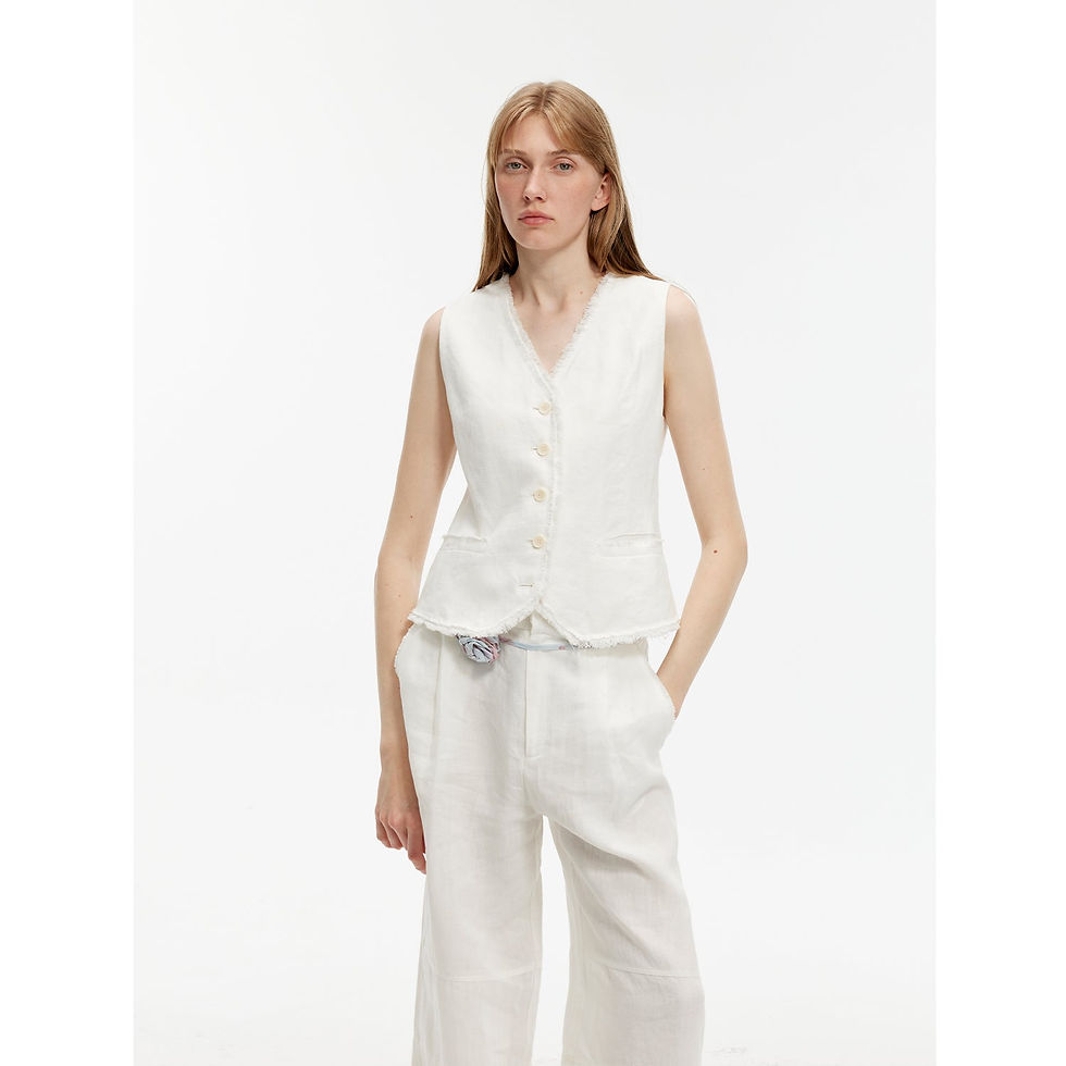 Miniatura: "Diary of an Old Friend" Customized Breathable Ramie Oversize Suit Vest Set