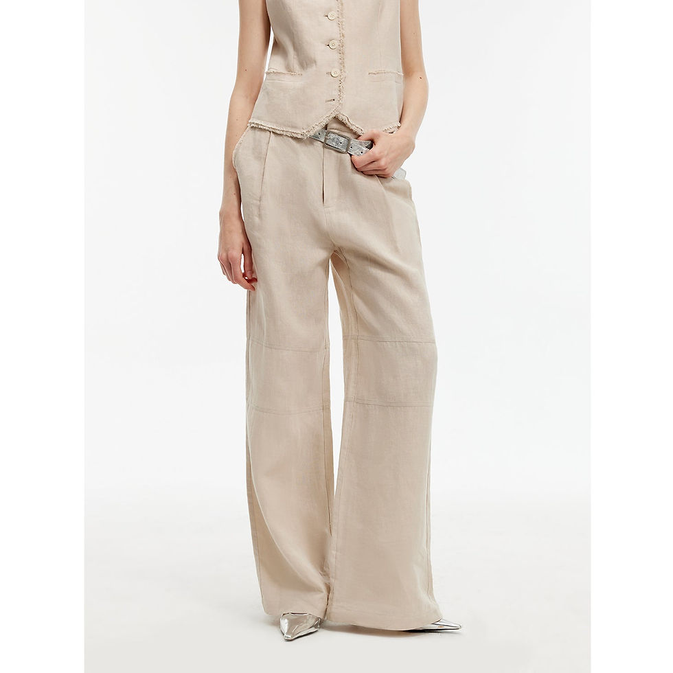 Miniatura: "Diary of an Old Friend" Customized Breathable Ramie Oversize Suit Vest Set