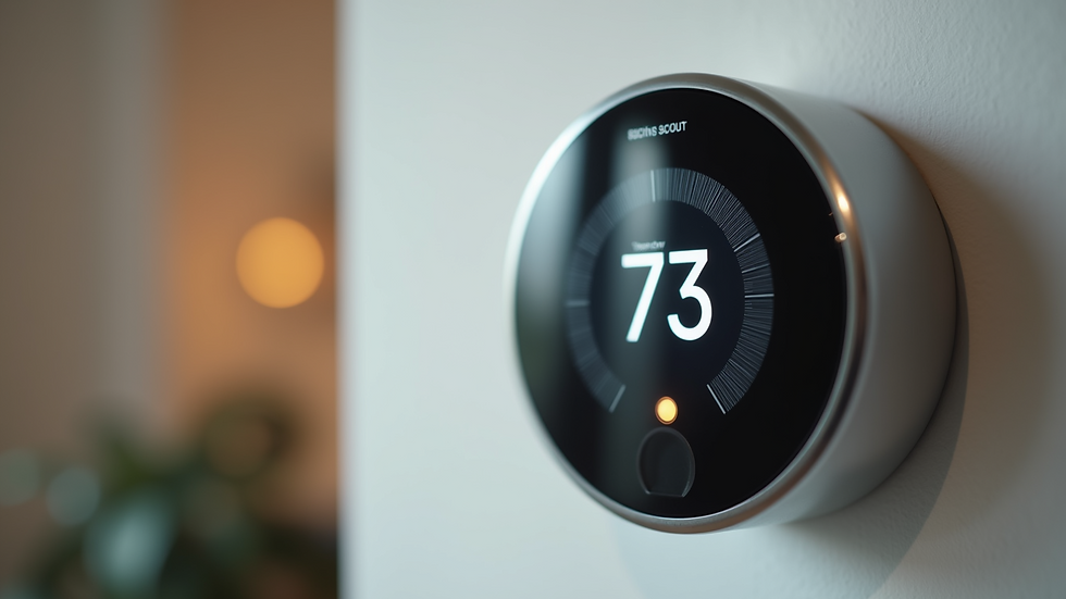 Close-up of smart thermostat on wall