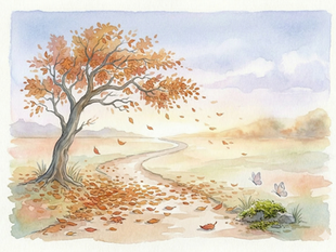 estrada com folhas de outono 