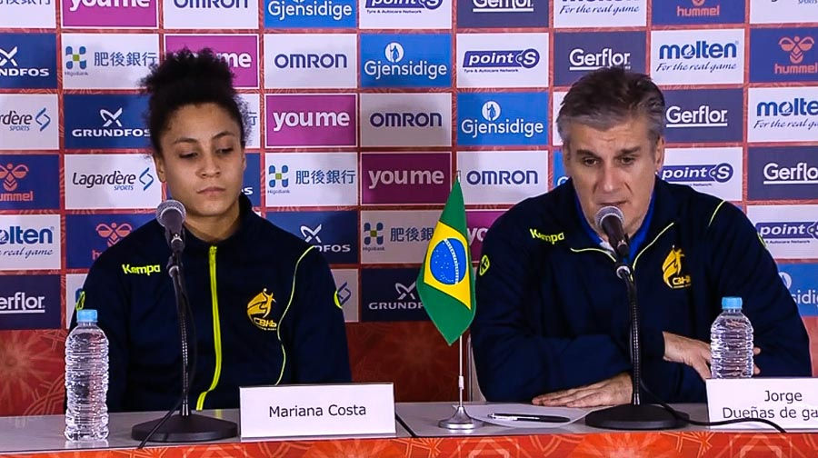 Brasil x Dinamarca, coletiva de imprensa (foto reprodução IHF)