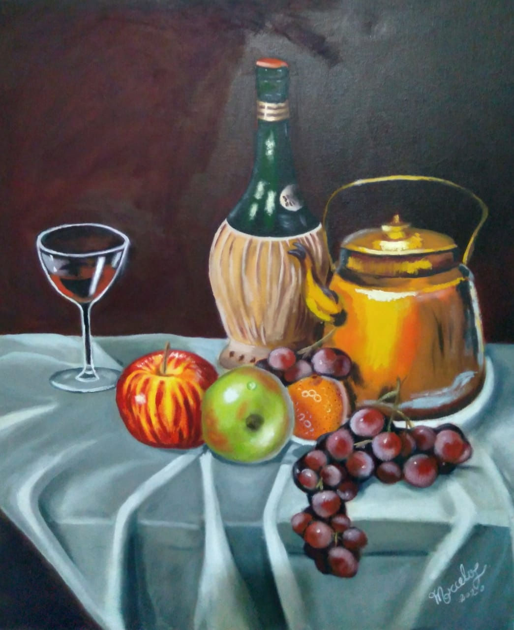 MESA COM TAÇA DE VINHO 50 X 60 cm