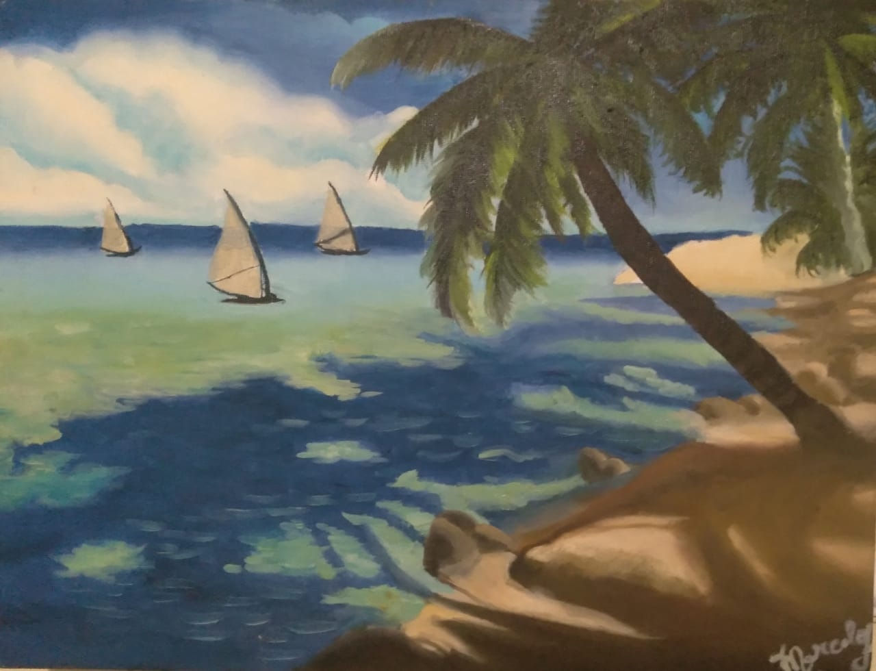 MARINHA COM VELEIROS 30 X 40 cm