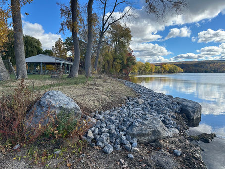 In October 2025 Town of Richmond and Ontario County SWCD completed a lake bank stabilization project at Sandy Bottom Park.