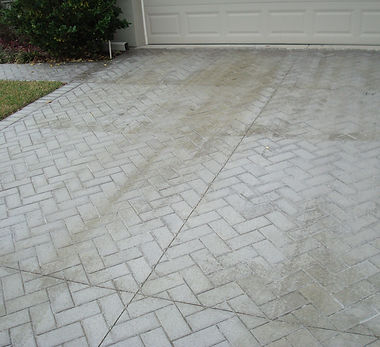 Driveway Paver Stripping/ Coating Removal- Before