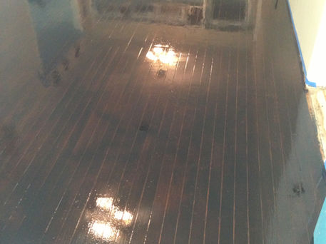 Picture of dark stained wood floor